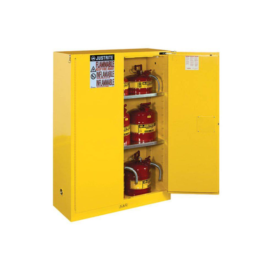 Sure-Grip Ex Flammable Safety Cabinet, Cap. 45 Gallons, 2 Shelves, 2 S-C Doors - Justrite