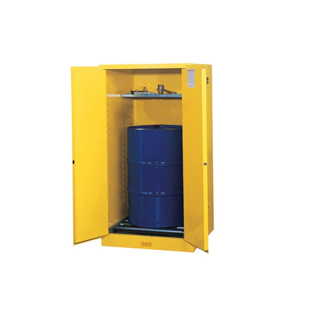 Sure-Grip Ex Vertical Drum Safety Cabinet, Rollers, 55 Gal, 2 S/C Dr - Justrite