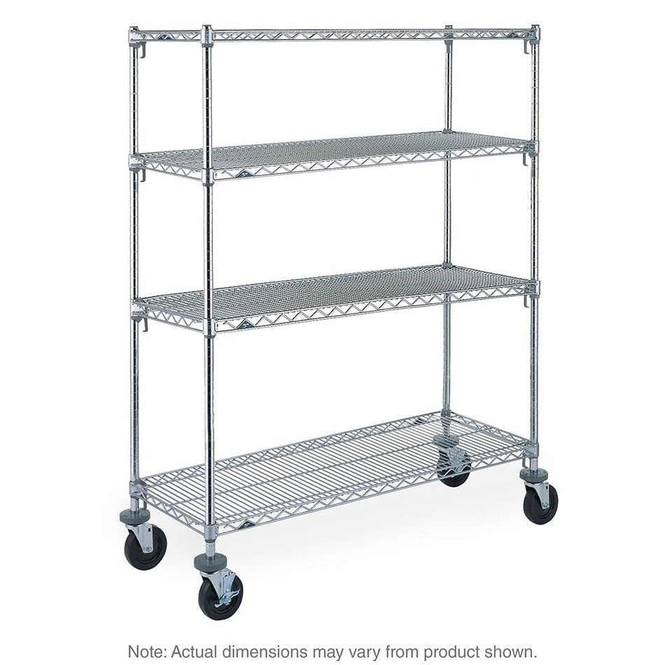 Metro Super Adjustable Super Erecta Industrial Wire Shelving Stem Caster Cart, Chrome (4 Shelves) - Metro