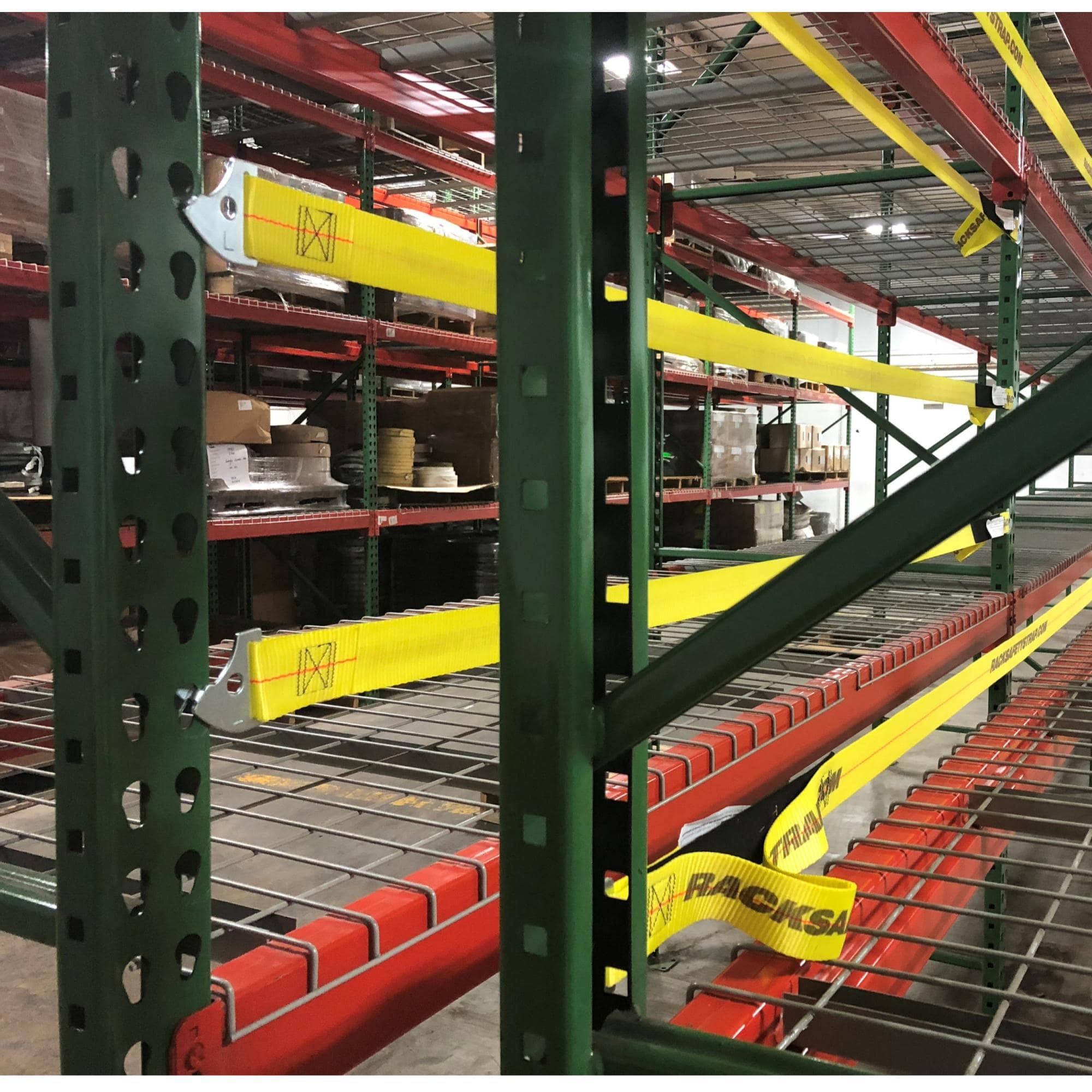 Pallet Rack Safety Straps - Standard/J-Hook Attachments - Adrian's Safety Solutions