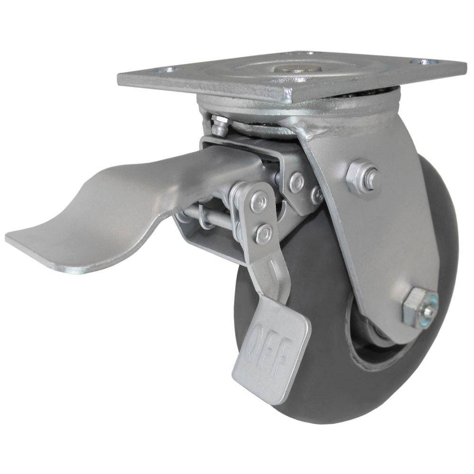 6" x 2" Dura Cushion Swivel Caster W/ Total Lock Brake - 350 Lbs. Cap. - Durable Superior Casters