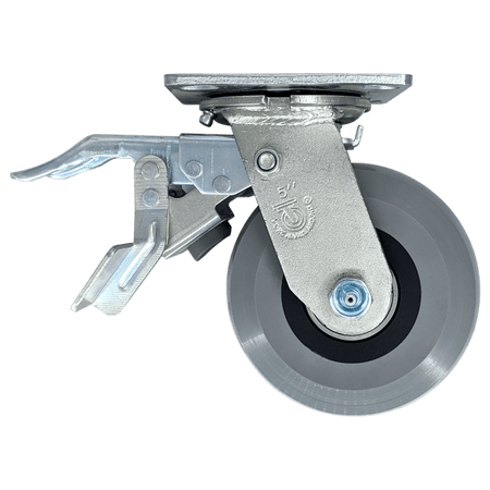 5" x 2" Ergolastomer Swivel Caster w/ Dual-Pedal Lock Brake - 1,250 lbs. Cap. - Durable Superior Casters