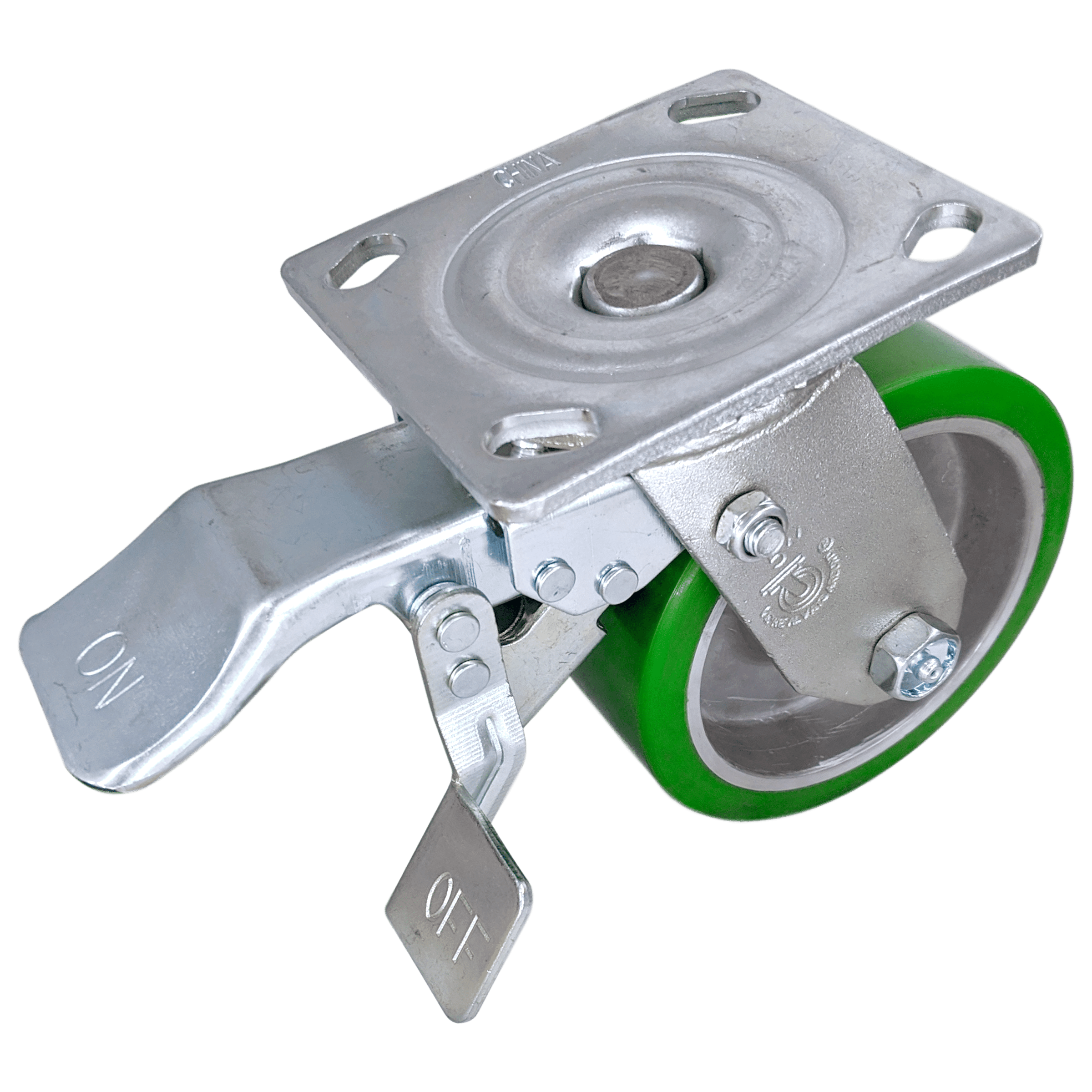 5" x 2" Polyon Aluminum Wheel Swivel Caster w/ Dual Pedal Lock - 900 lbs. Capacity - Durable Superior Casters