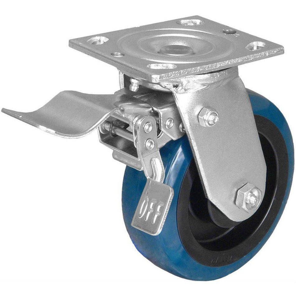 6" x 2" Poly-Pro Wheel Swivel Caster w/ Dual Pedal Brake - 720 lbs. Cap. - Durable Superior Casters