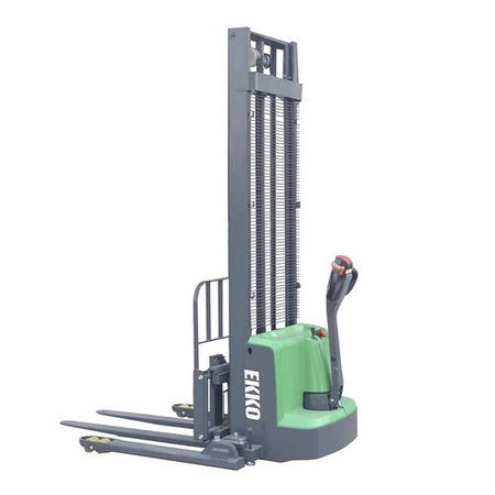 EKKO EB13ES-145LI Full Powered Straddle Stacker Side Shifting 2800 lb Capacity 145" Height - Ekko Lifts