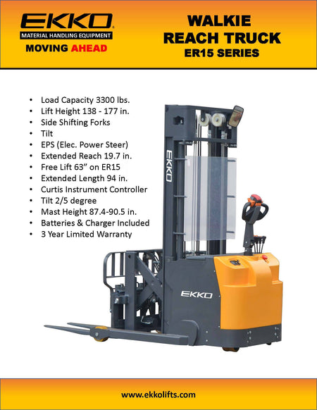 Walkie Reach Truck - 3300 lbs Capacity - Ekko Lifts