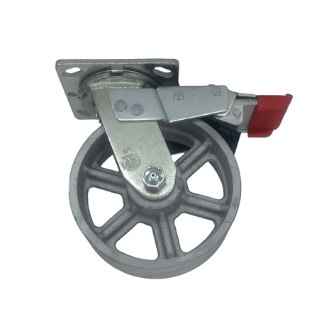 6" x 2" Heavy-Duty Semi-Steel Wheel Swivel Caster w/ Total Lock Brake - 1400 lbs. Cap. - Durable Superior Casters