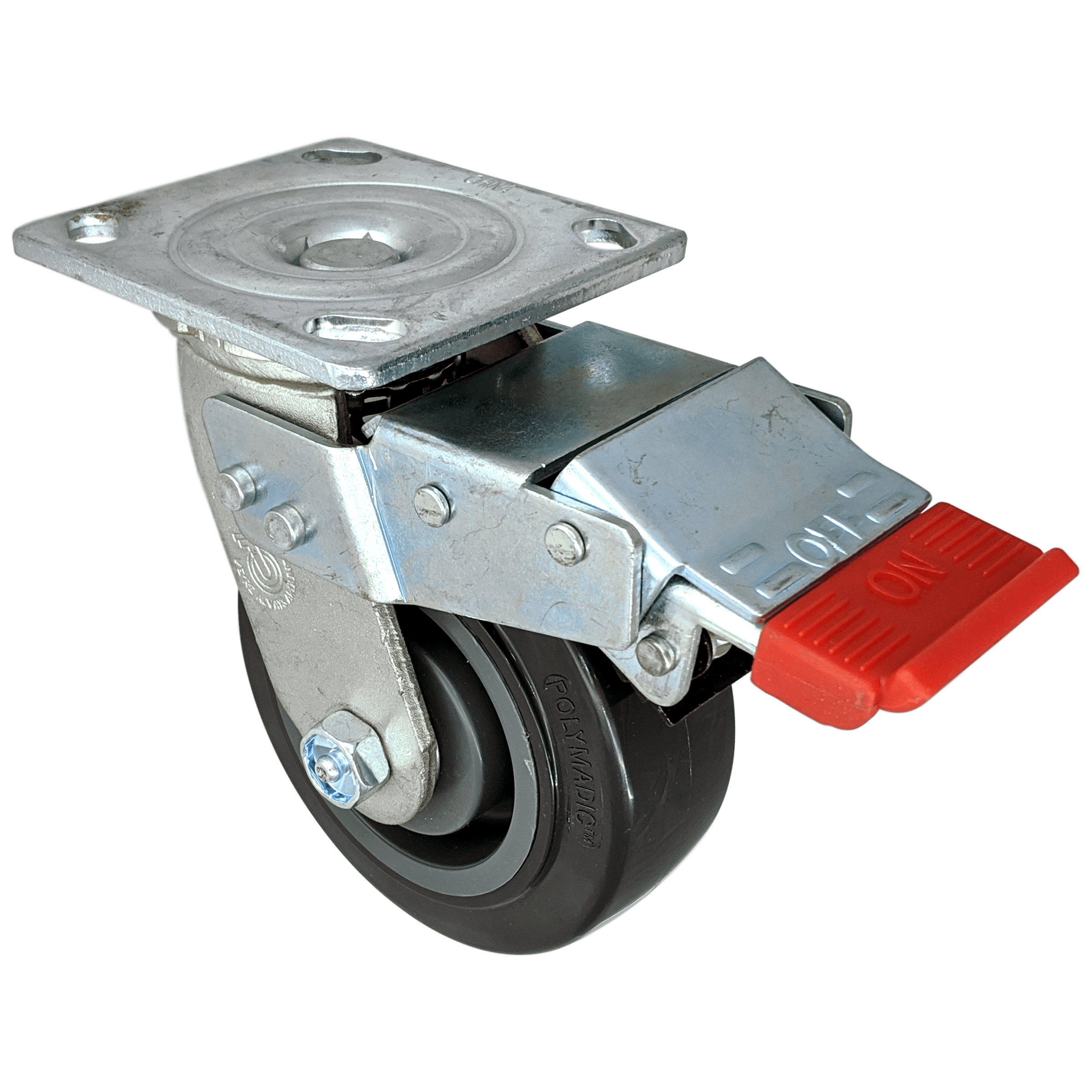 5" x 2" Polymadic Wheel Swivel Caster w/ Total Lock Brake - 750 lbs. Cap. - Durable Superior Casters