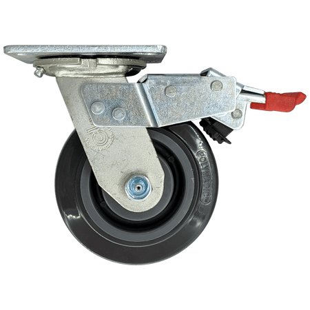 5" x 2" Polymadic Wheel Swivel Caster w/ Total Lock Brake - 750 lbs. Cap. - Durable Superior Casters