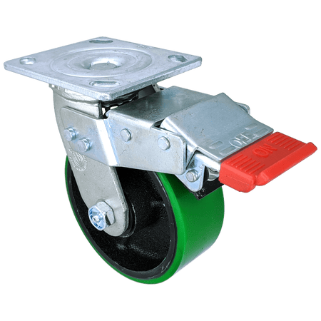 5" x 2" Polyon Cast Wheel Swivel Caster w/ Total Lock Brake - 1000 lbs. Cap. - Durable Superior Casters