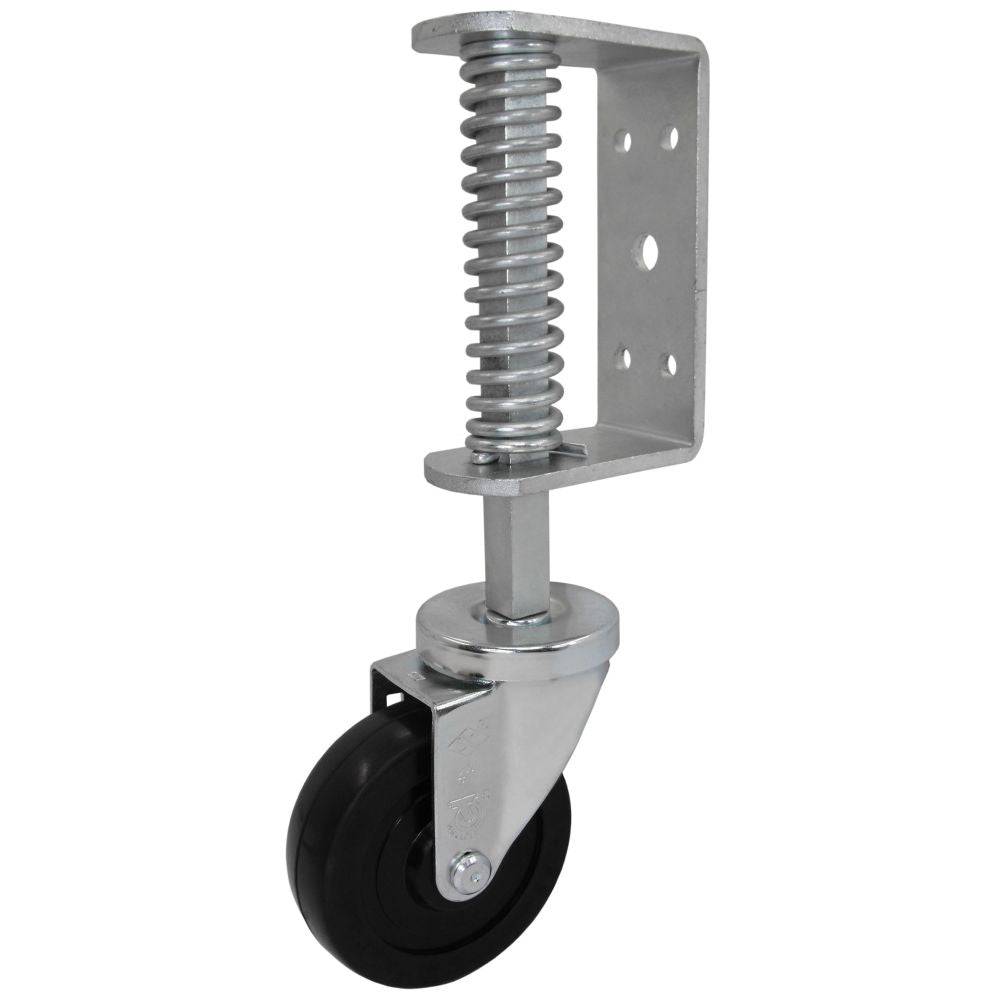 4" x 1-1/4" Soft Rubber Wheel Light-Medium Duty Spring Gate Caster - Durable Superior Casters