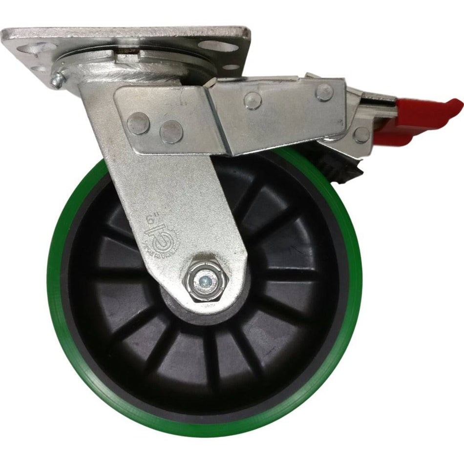 6" x 2" Polyon MaxRok Swivel Caster w/ Total Lock Brake - 1200 lbs. Cap. - Durable Superior Casters