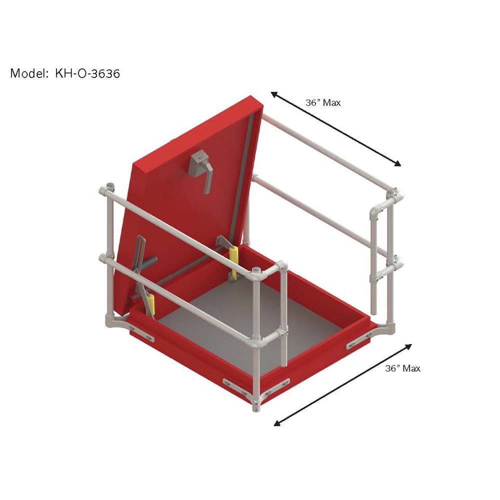 Roof Hatch Railing Kit - Hatch Opening in Front of Hinges - 36in x 36in - Kee Safety