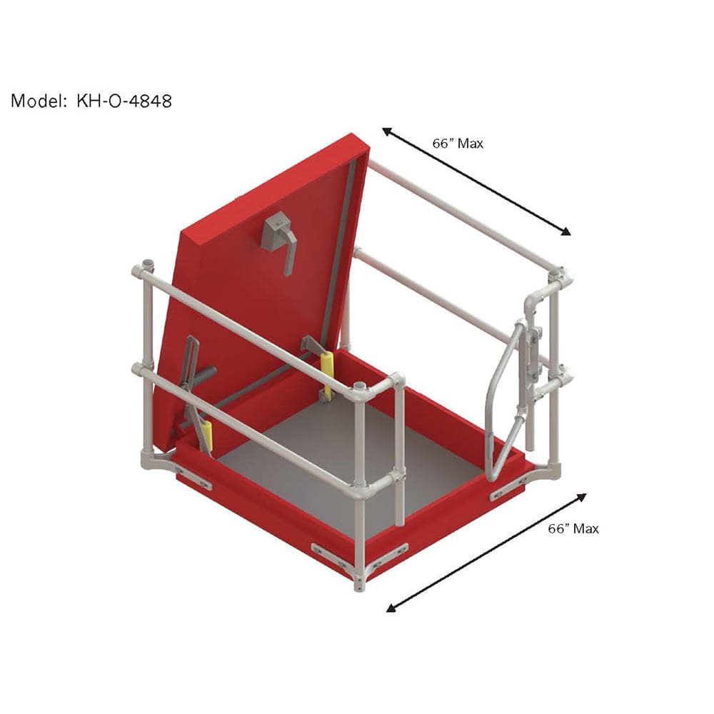 Roof Hatch Railing Kit - Hatch Opening in Front of Hinges - 66in x 66in - Kee Safety