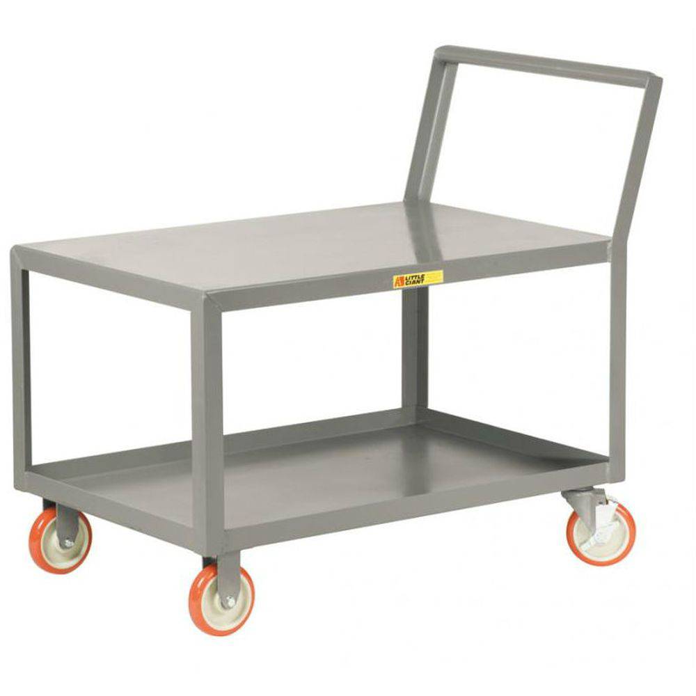 Low Deck Shelf Truck - Sloped Handles Flush Steel Top Locking Casters - Little Giant