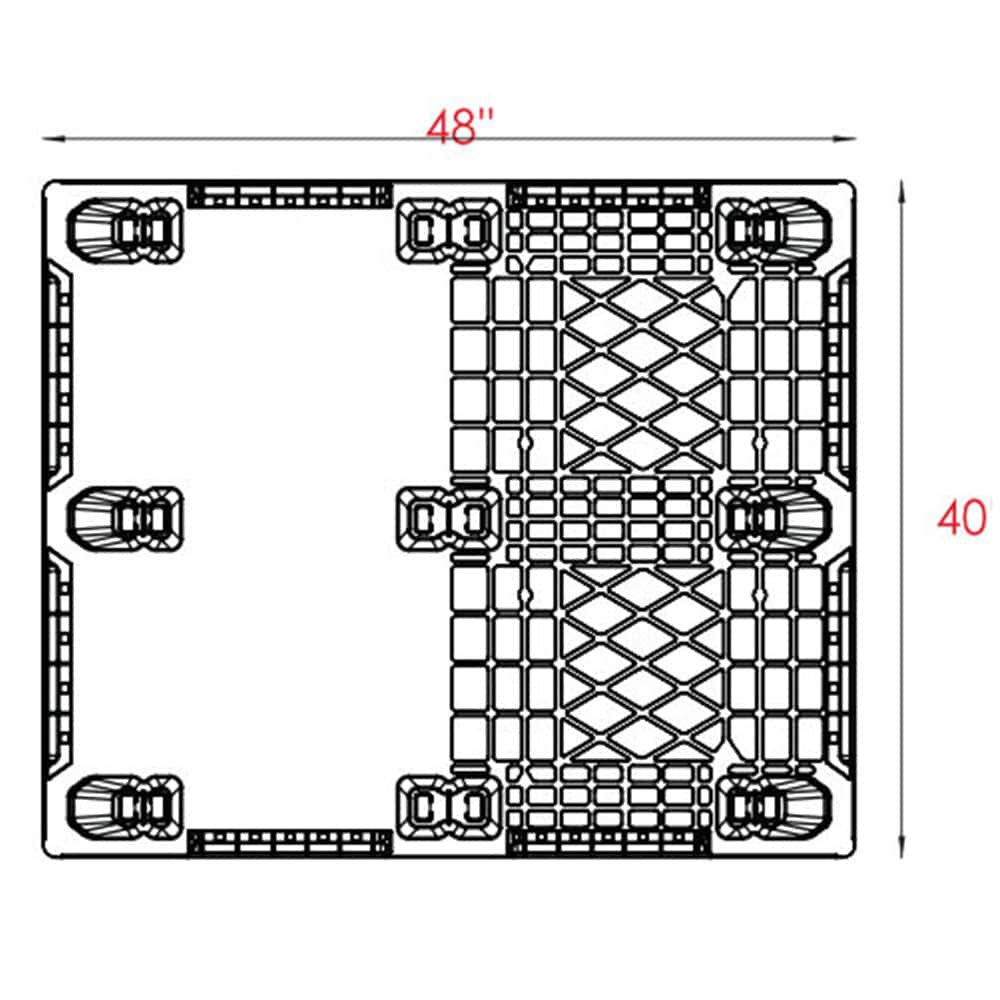 Nestable Plastic Pallet 48" x 40" - 3,300 lbs. Static Load - Nelson