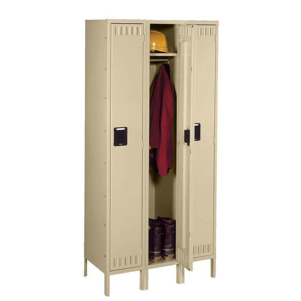 Single Tier 45"w x 15"d x 72"h Locker - Three Wide w/ Legs (Unassembled) - Tennsco