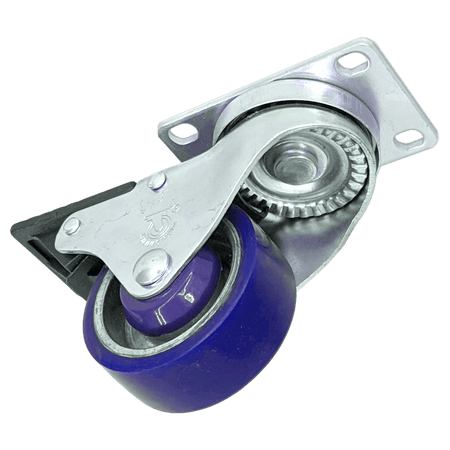 3" x 1-1/4" Polyon Aluminum Wheel Swivel Caster, Total Lock Brake - 350 lbs. Capacity - Durable Superior Casters