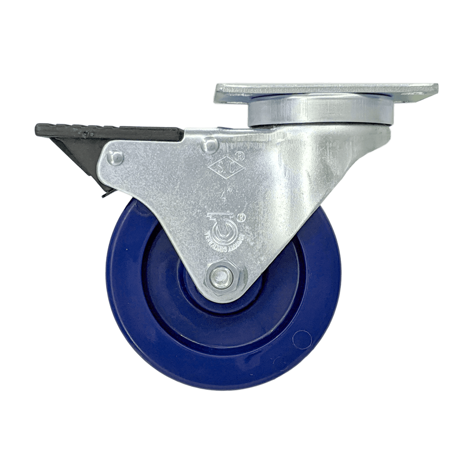 4" x 1-1/4" DuraLastomer Swivel Caster w/ Total Lock Brake - 350 lbs. Cap. - Durable Superior Casters