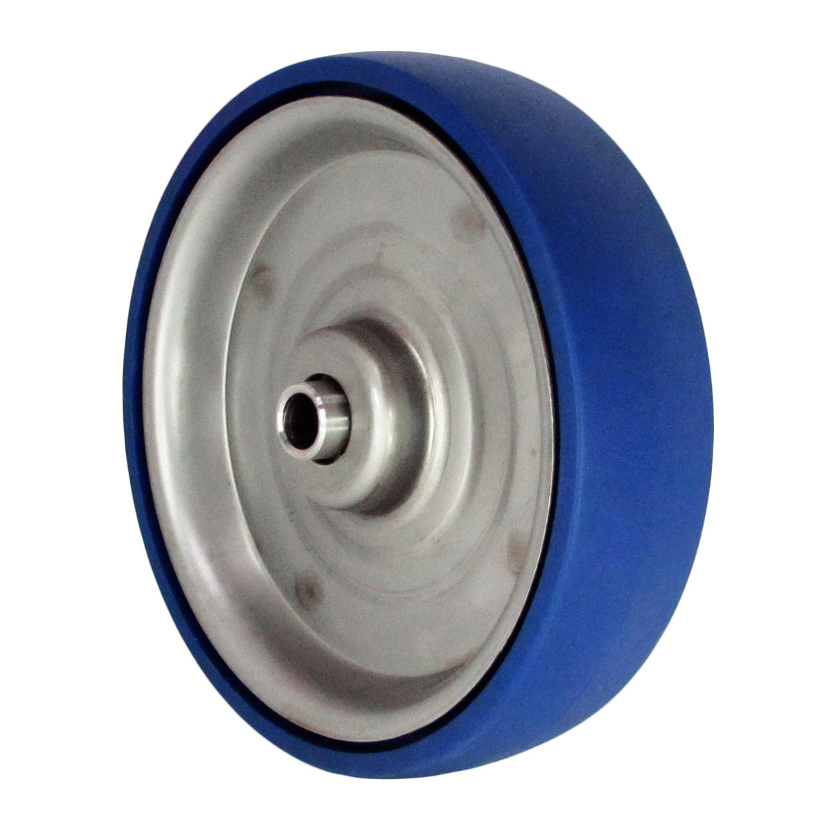 5" x 1-1/4" Welded Disc, Nikel Plate, Poly Tread Wheel, 3/8" B.B., 300# Cap - Durable Superior Casters