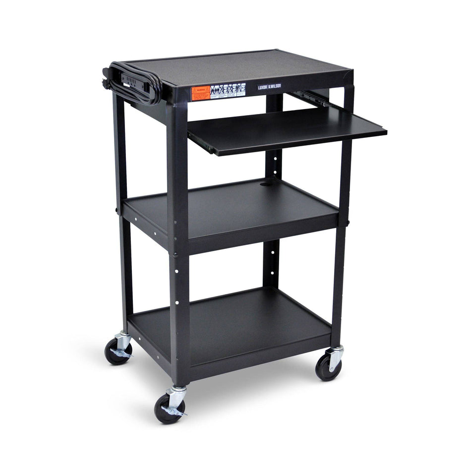 Adjustable Height Steel AV Cart (3 Shelves) - Luxor