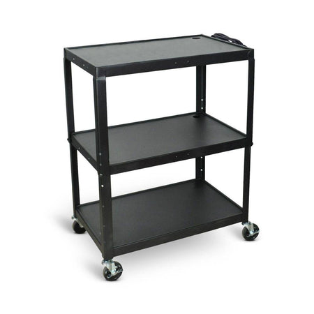 Large Adjustable Height Steel AV Cart (3 Shelves) - Luxor