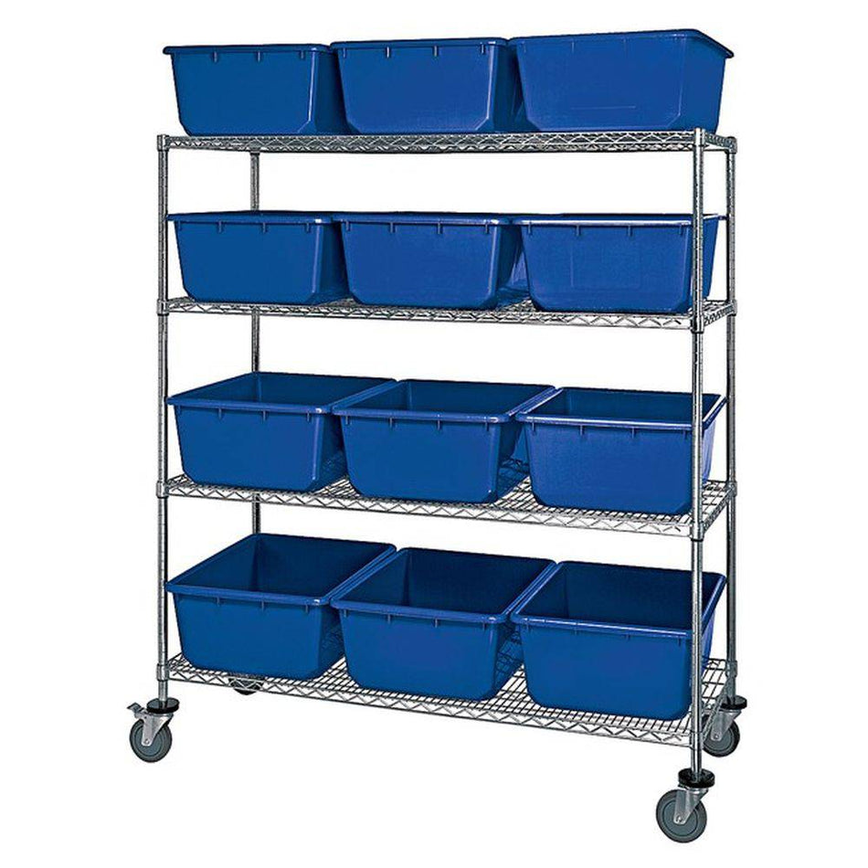 Mobile Wire Shelving System w/ 12 QuanTub Totes - Quantum Storage Systems